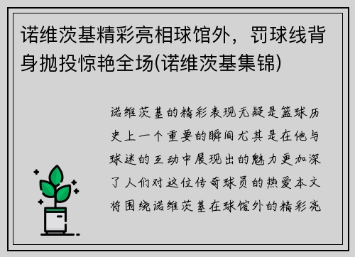 诺维茨基精彩亮相球馆外，罚球线背身抛投惊艳全场(诺维茨基集锦)