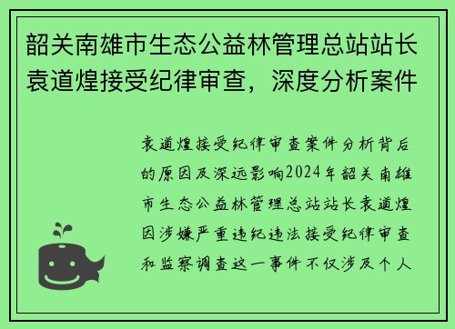 韶关南雄市生态公益林管理总站站长袁道煌接受纪律审查，深度分析案件背后的原因及影响